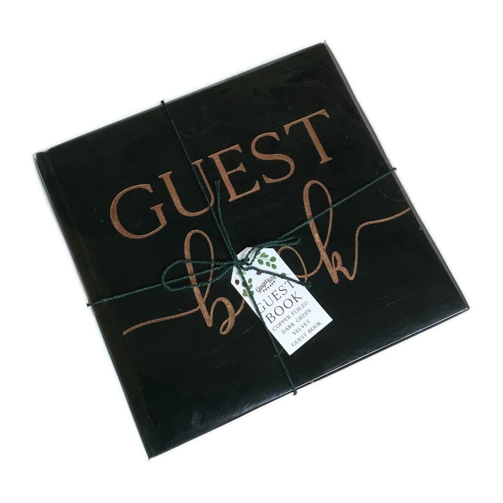 Ginger Ray Guest Book Botanical Wedding Green Velvet Bronze Foiled New